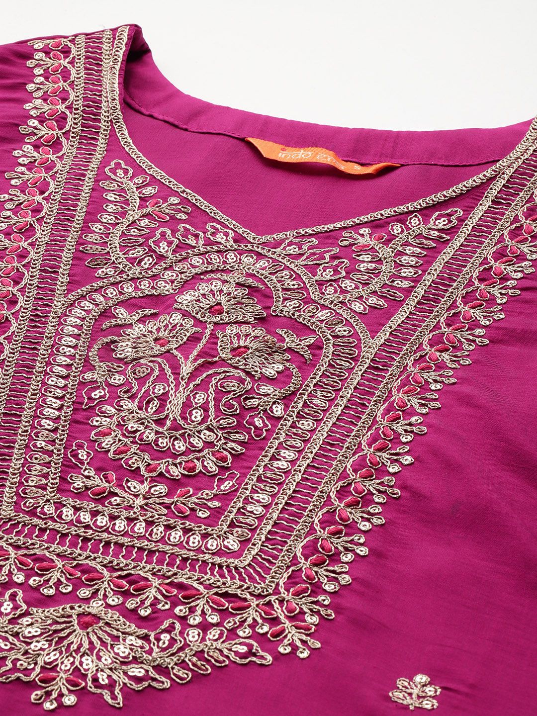 Indo Era Women Ethnic Motifs Embroidered Regular Kurta with Trousers & With Dupatta