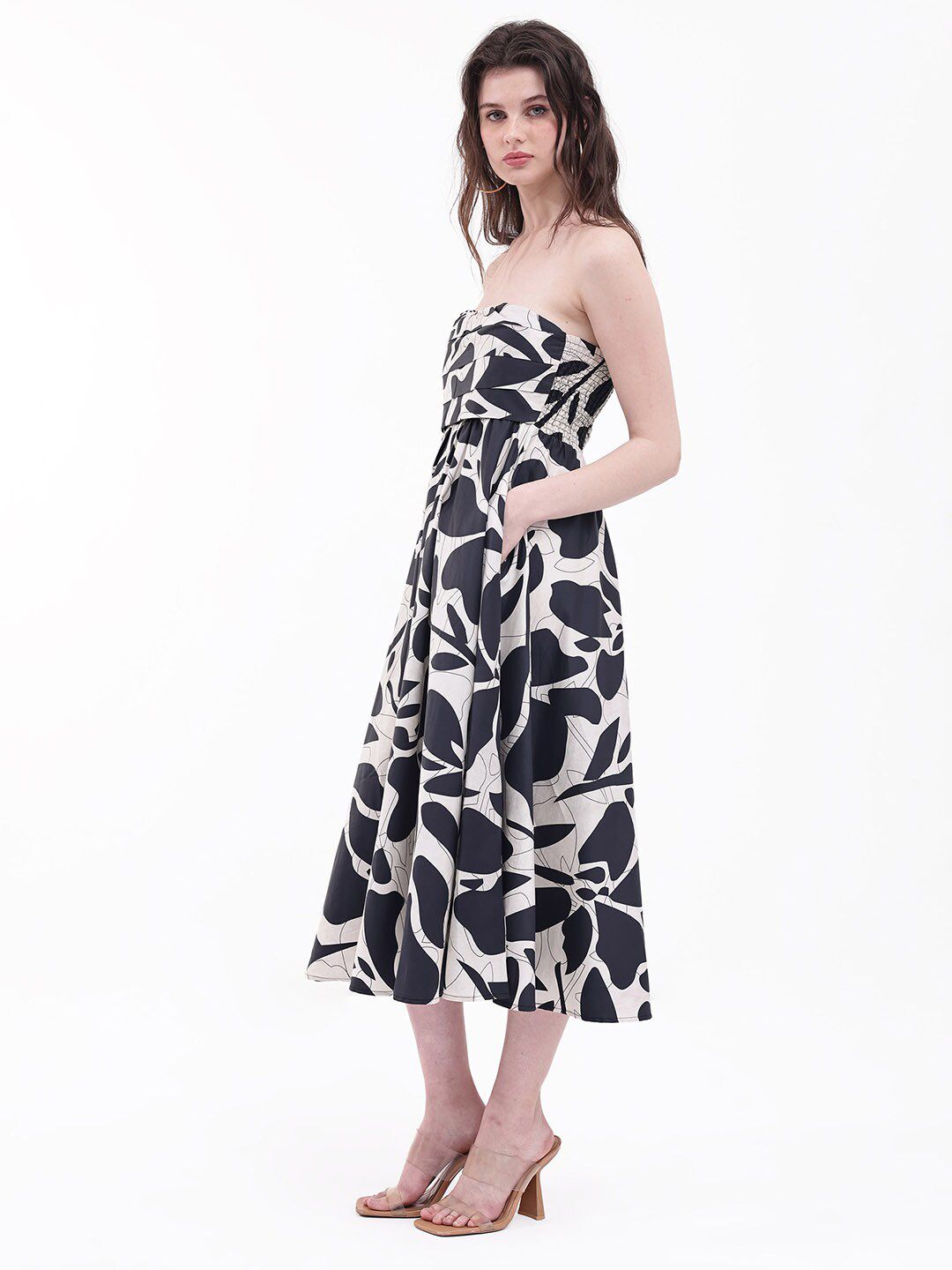 RAREISM Print A-Line Midi Dress