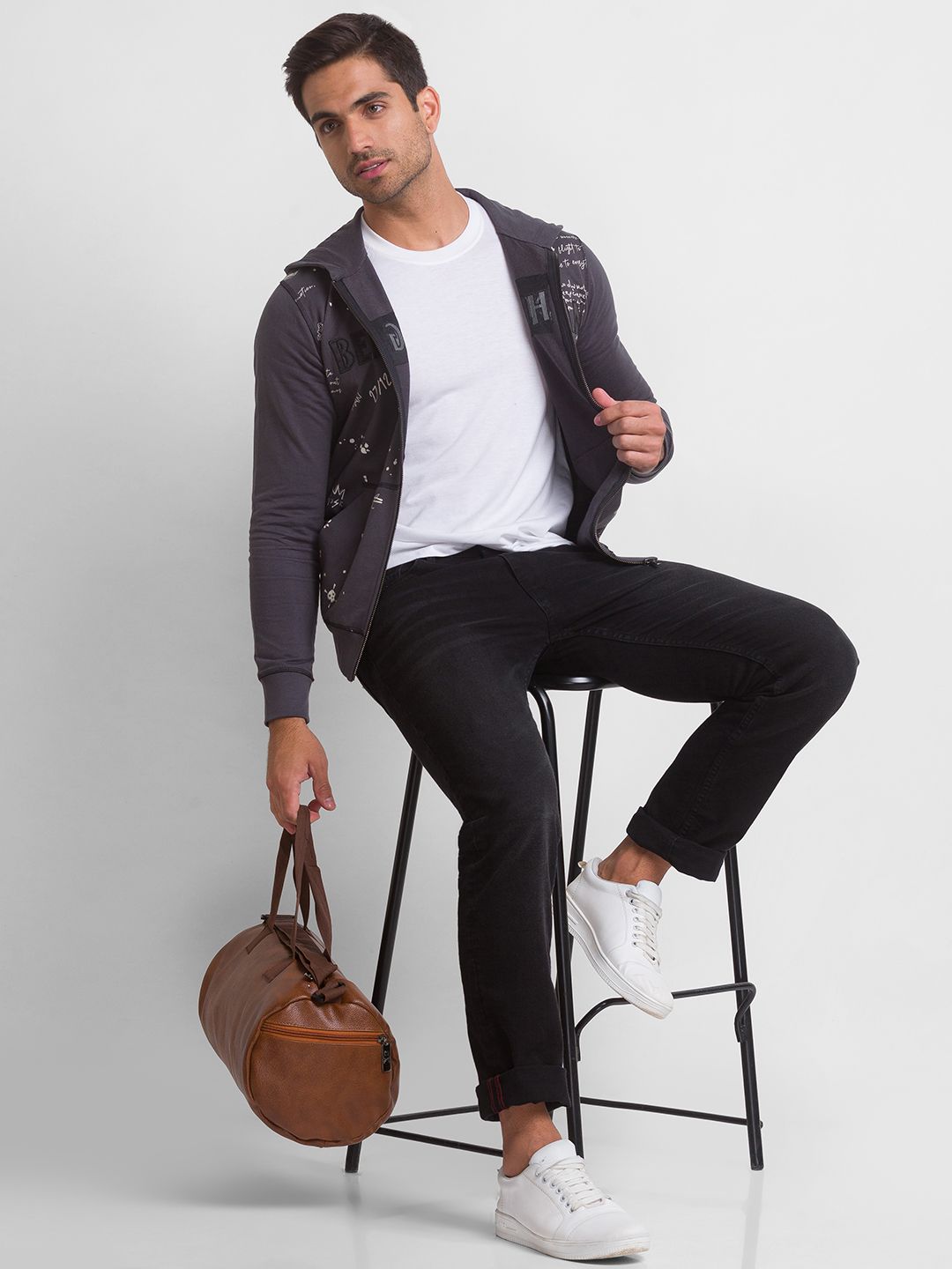 Being Human Men Charcoal Printed Sweatshirt