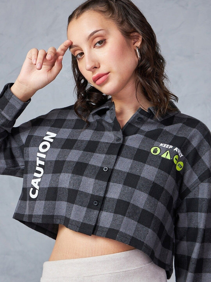 Bewakoof Women Buffalo Checks Opaque Checked Casual Oversized Shirt