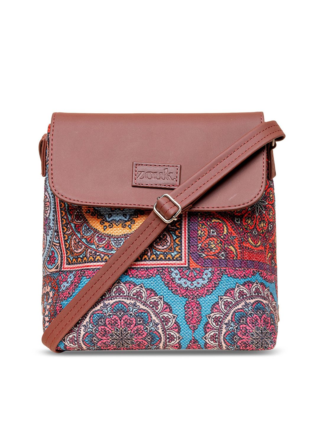 ZOUK Ethnic Motifs Printed Structured Sling Bag