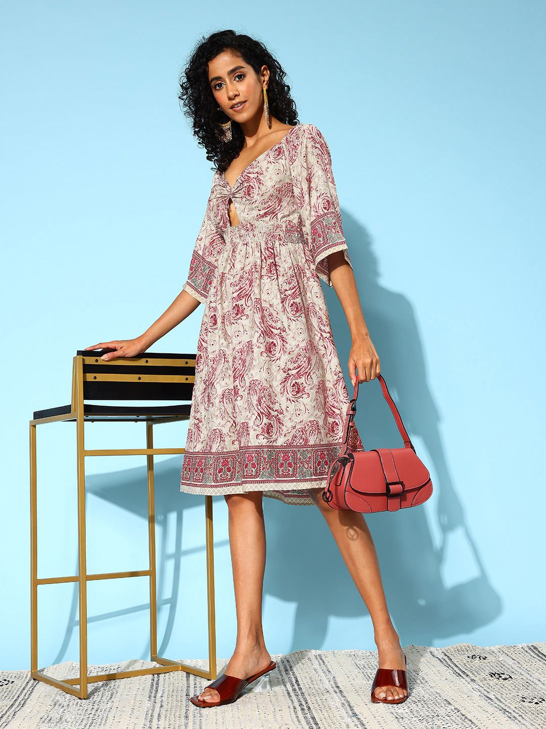 Indo Era Ethnic Motifs Print A-Line Dress