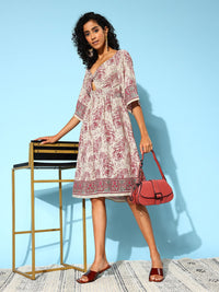 Indo Era Ethnic Motifs Print A-Line Dress