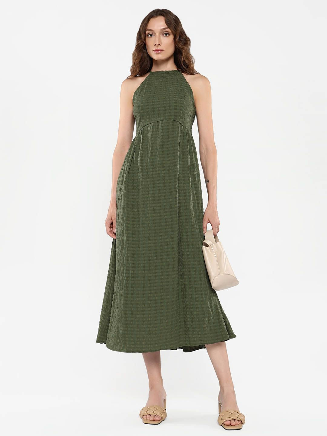 RAREISM Striped A-Line Midi Dress