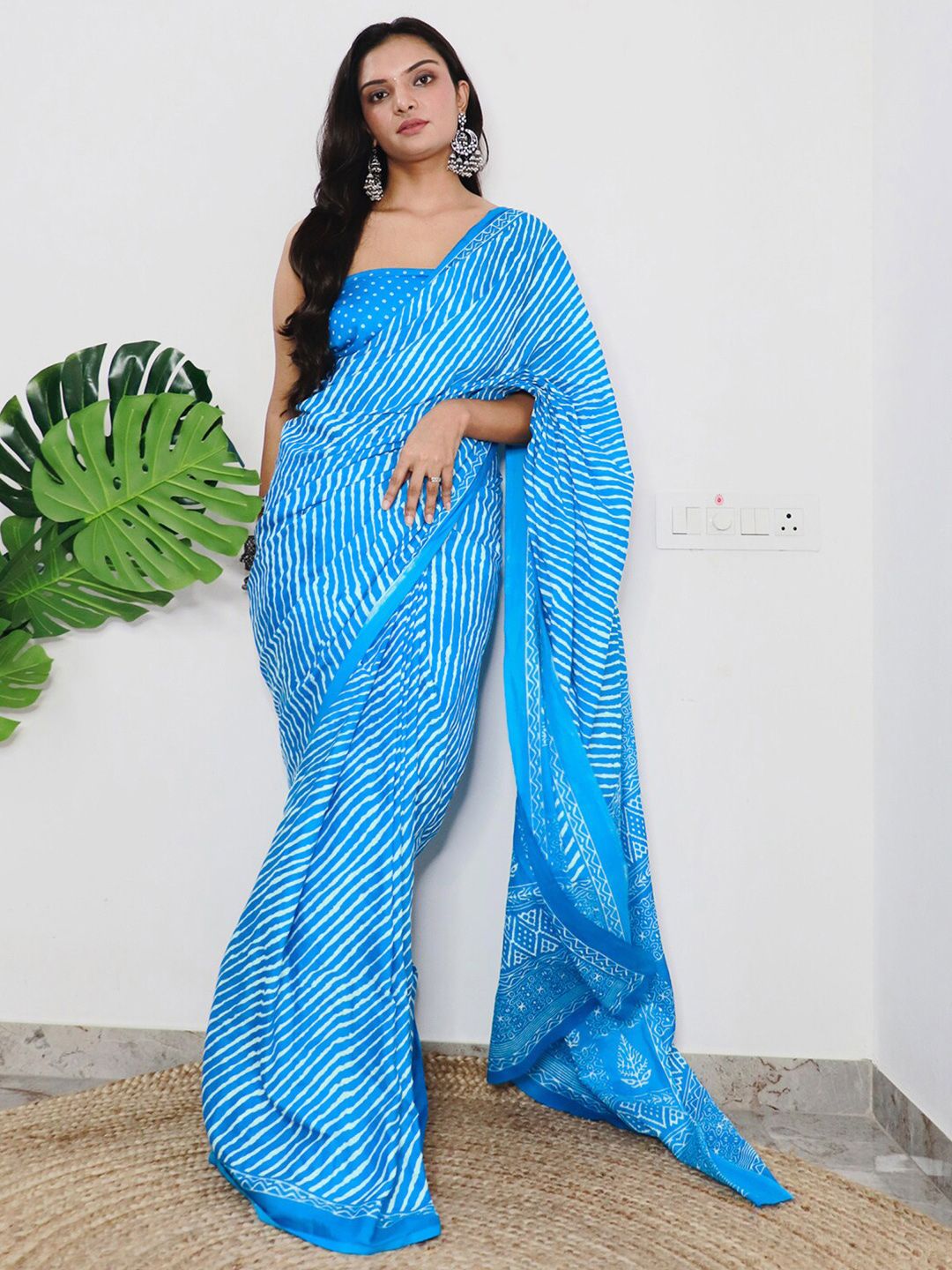 Saree mall Leheriya Printed Pure Cotton Saree