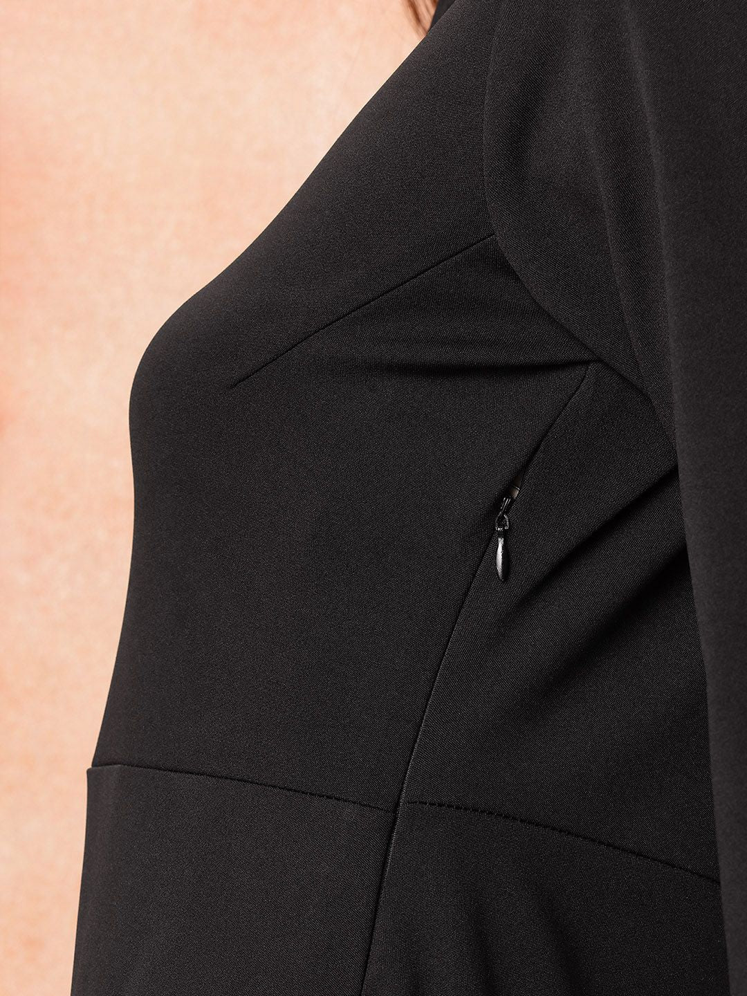 all about you Notched Round Neck Cuffed Sleeves Sheath Dress with Back Sllit