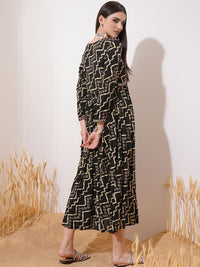 Vishudh Printed Fit & Flare Midi Dress