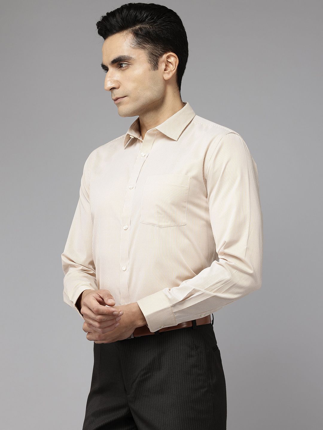 Park Avenue Slim Fit Pinstriped Formal Shirt