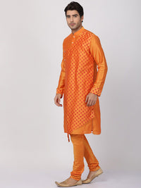 VASTRAMAY Men Orange Geometric Kurta