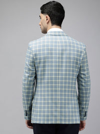 Park Avenue Notched Lapel Single Breasted Checked Slim Fit Formal Blazer