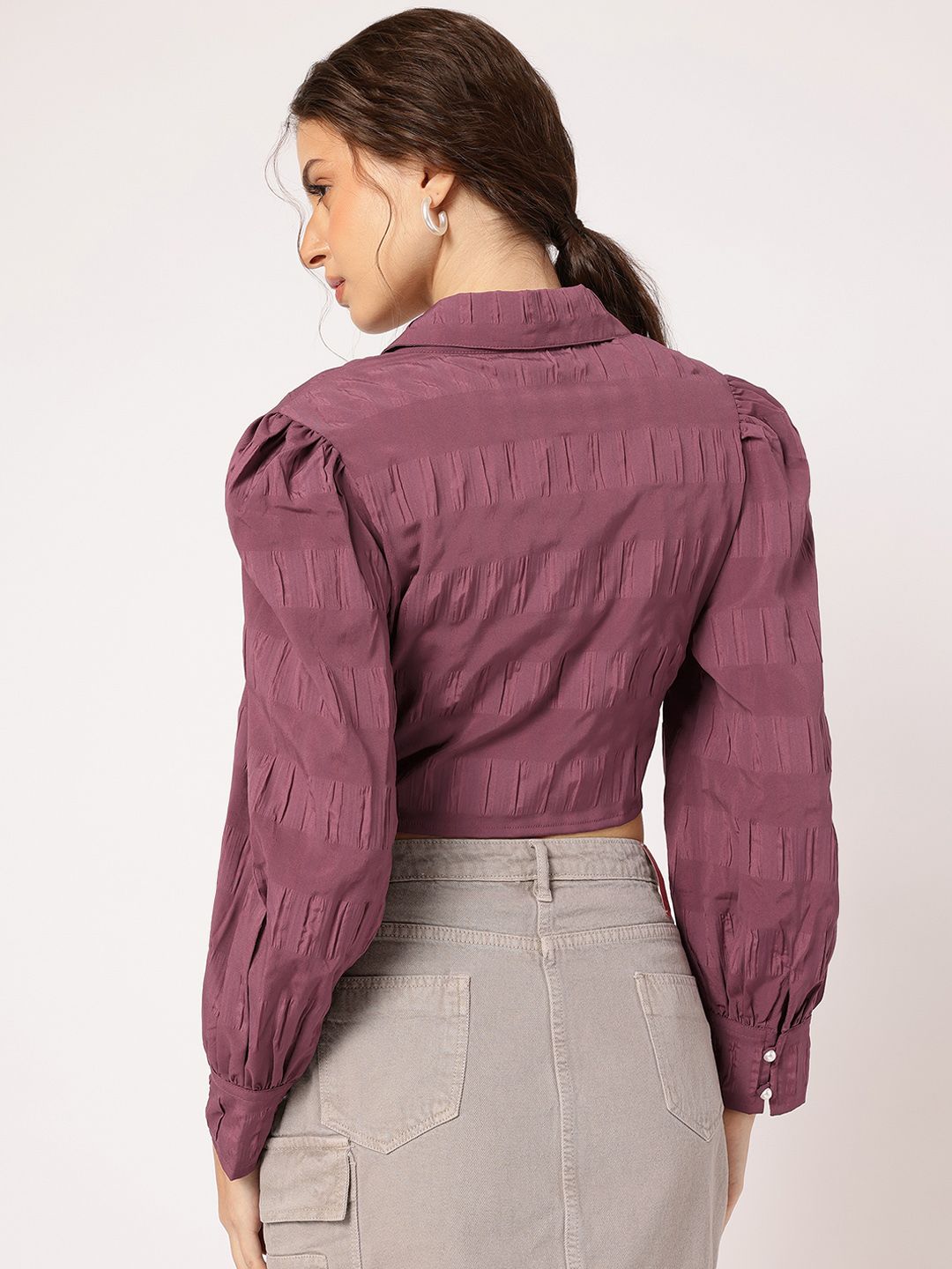 DressBerry Twisted Chic Seersucker Crop top