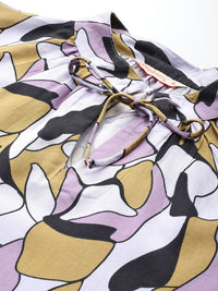 DressBerry Printed Tie-Up Neck Layered Top