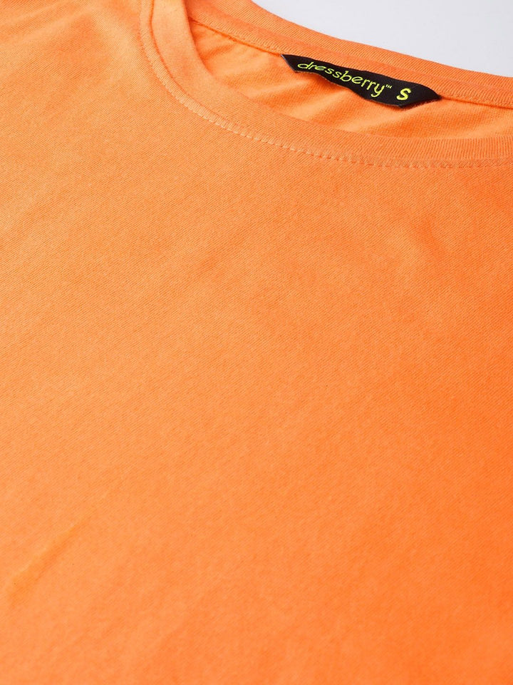 DressBerry Women Orange Extended Sleeved Cotton T-shirt