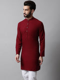 Jompers Men Maroon Floral Embroidered Thread Work Kurta