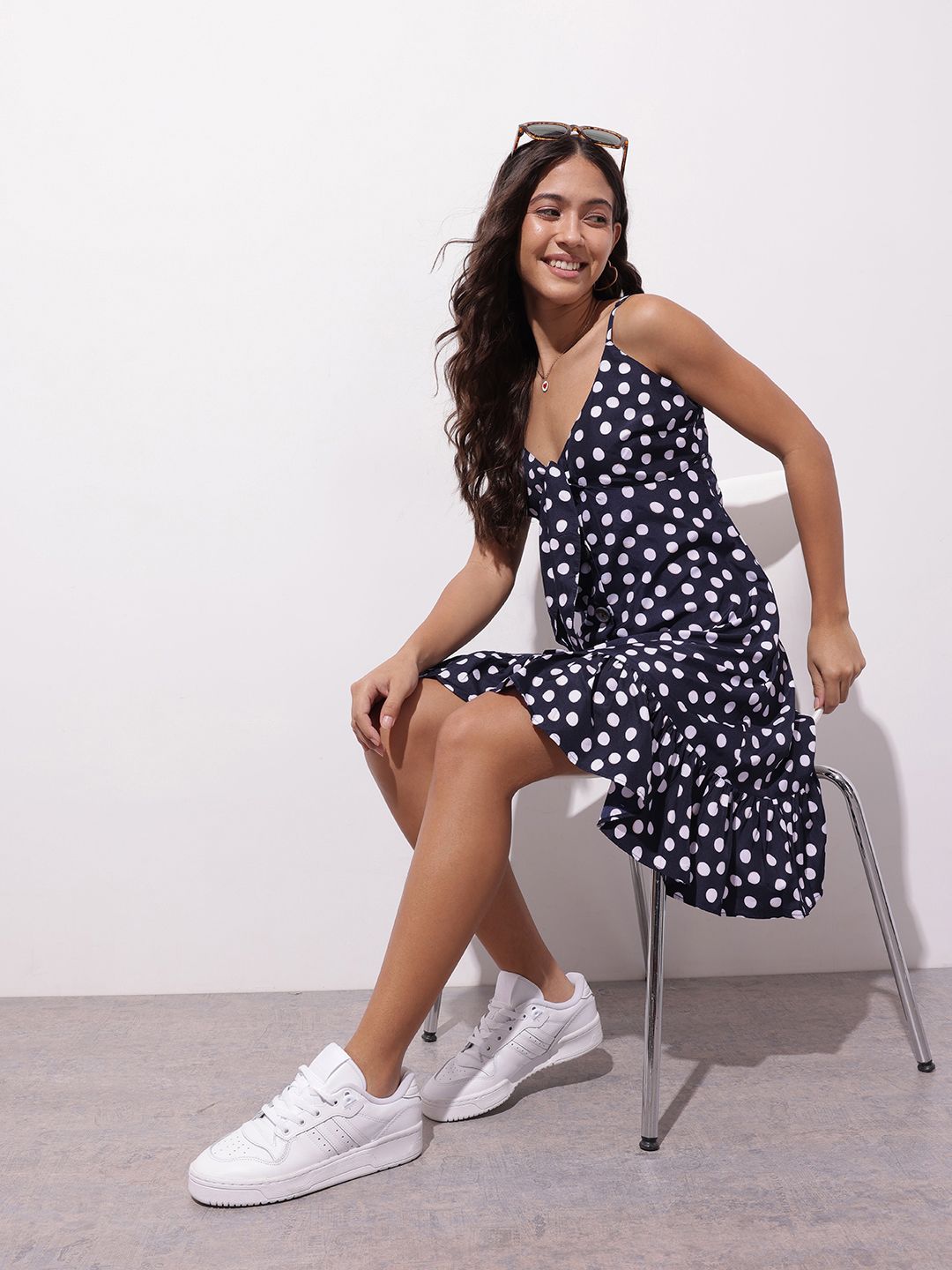 DressBerry Spot Obsession Print Ruffled A-Line Dress