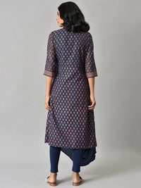 W Festive Geometric Print Georgette A-Line Cowl Hemline Kurta With Tight
