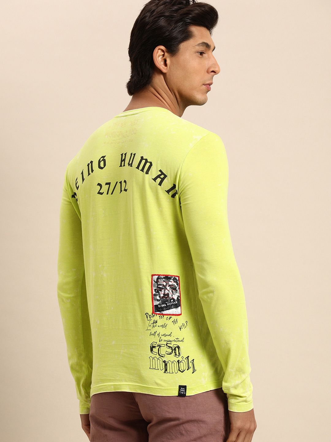 Being Human Men Lime Green Graphic Printed Pure Cotton T-shirt