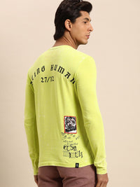 Being Human Men Lime Green Graphic Printed Pure Cotton T-shirt