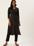 KALINI Geometric Embroidered Straight Kurta with Trousers