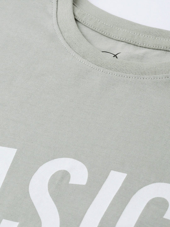 DILLINGER Women Grey Printed Oversized Longline Oversized Cotton Pure Cotton T-shirt