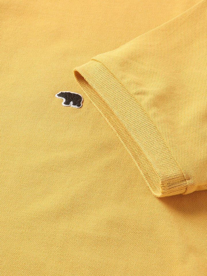 THE BEAR HOUSE Men Solid Regular Fit Cotton Polo Collar T-Shirt