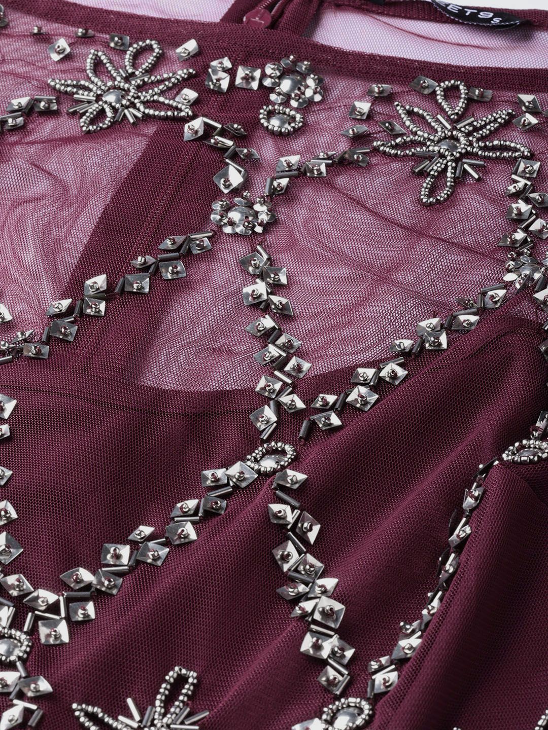 STREET 9 Burgundy Embellished Detail Maxi Dress