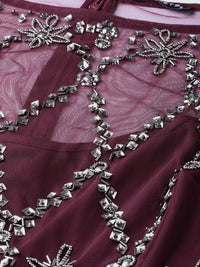 STREET 9 Burgundy Embellished Detail Maxi Dress