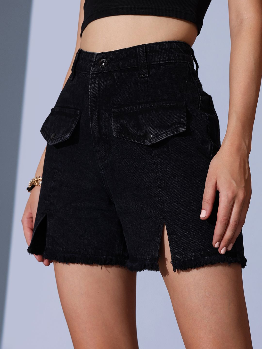 STREET 9 Women High-Rise Denim Shorts
