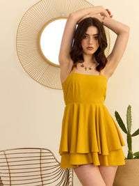 Berrylush Shoulder Straps With Layered Playsuit