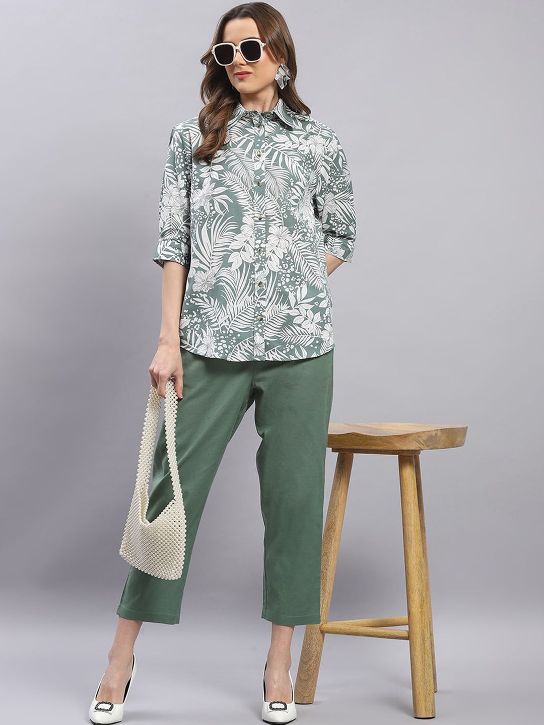 Monte Carlo Printed Pure Cotton Shirt With Trousers