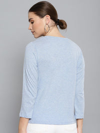 STREET 9 Women Blue Printed Round Neck T-shirt