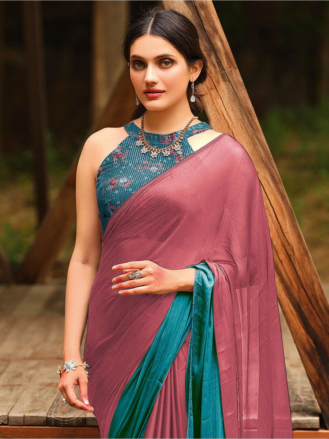 Saree mall Ombre Sequinned Pure Chiffon Sarees