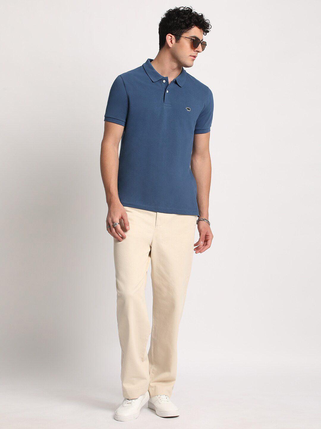 THE BEAR HOUSE Men Solid Slim Fit Cotton Polo Collar T-Shirts