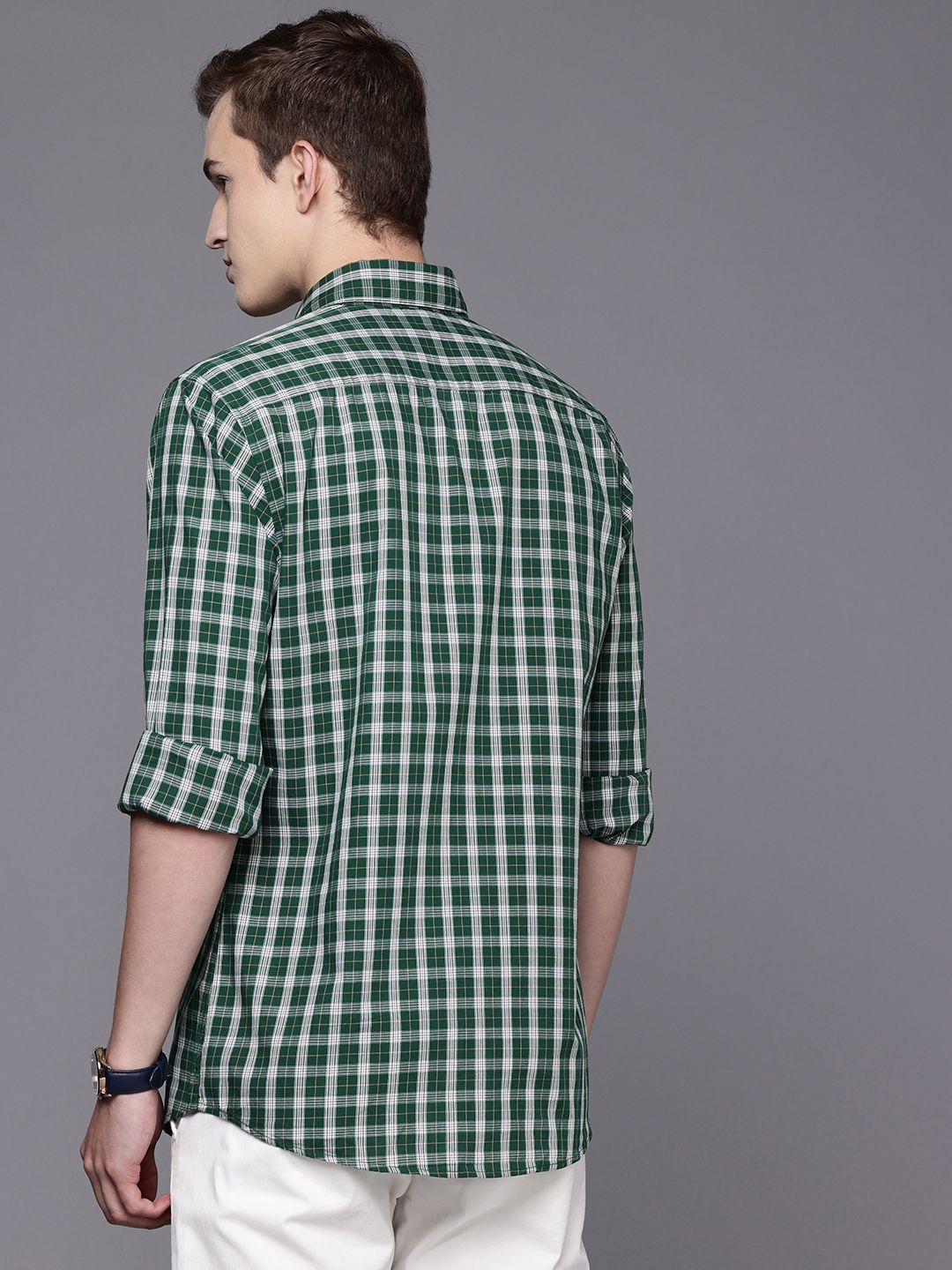 Raymond Pure Cotton Slim Fit Checked Casual Shirt