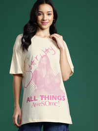 DressBerry Printed Drop-Shoulder Sleeves Pure Cotton T-shirt