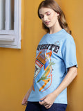 DressBerry Graphic Printed Drop-Shoulder Sleeves T-shirt