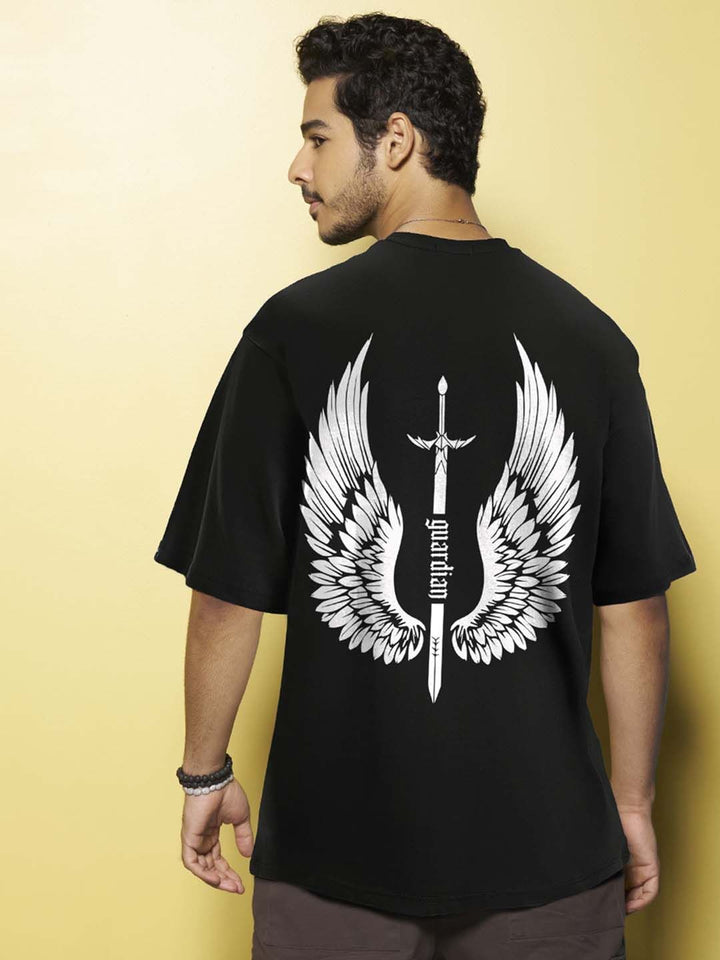 Bewakoof Guardian Wings Graphic Printed Pure Cotton Oversized T-shirt