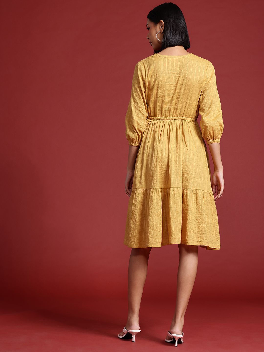 all about you Pure Cotton Puff Sleeve A-Line Dress