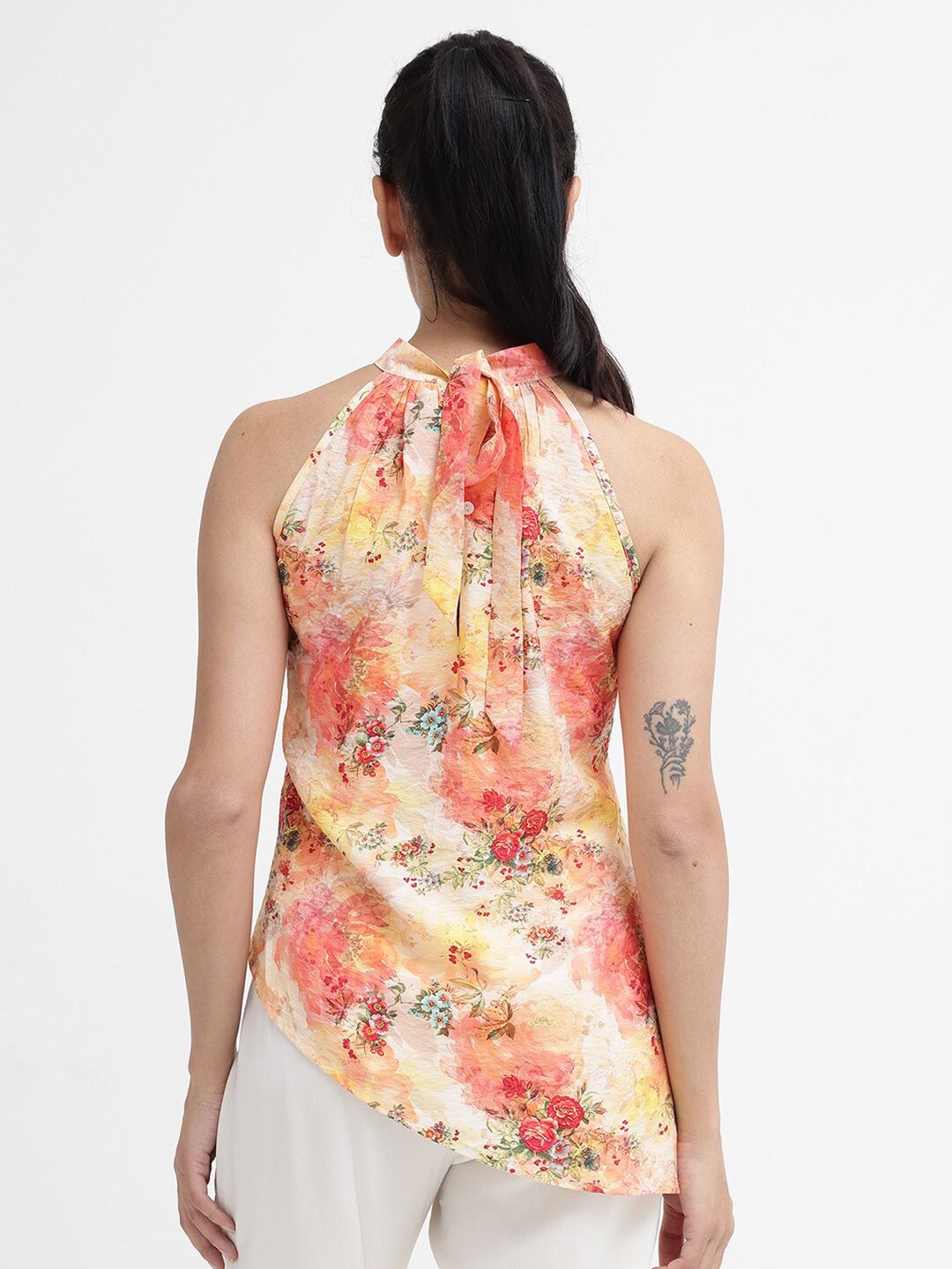 RAREISM Floral Print Halter Neck Cotton Top