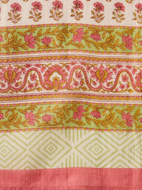 Indo Era Floral Printed V-Neck Pure Cotton Straight Kurta with Trousers & With Dupatta