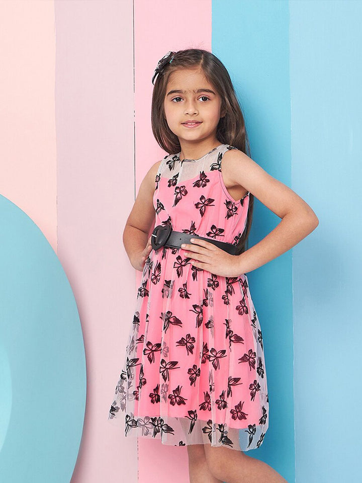 pspeaches Girls Floral Printed Fit & Flare Dress