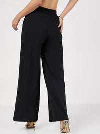 SASSAFRAS Women Black High-Rise Parallel Trousers
