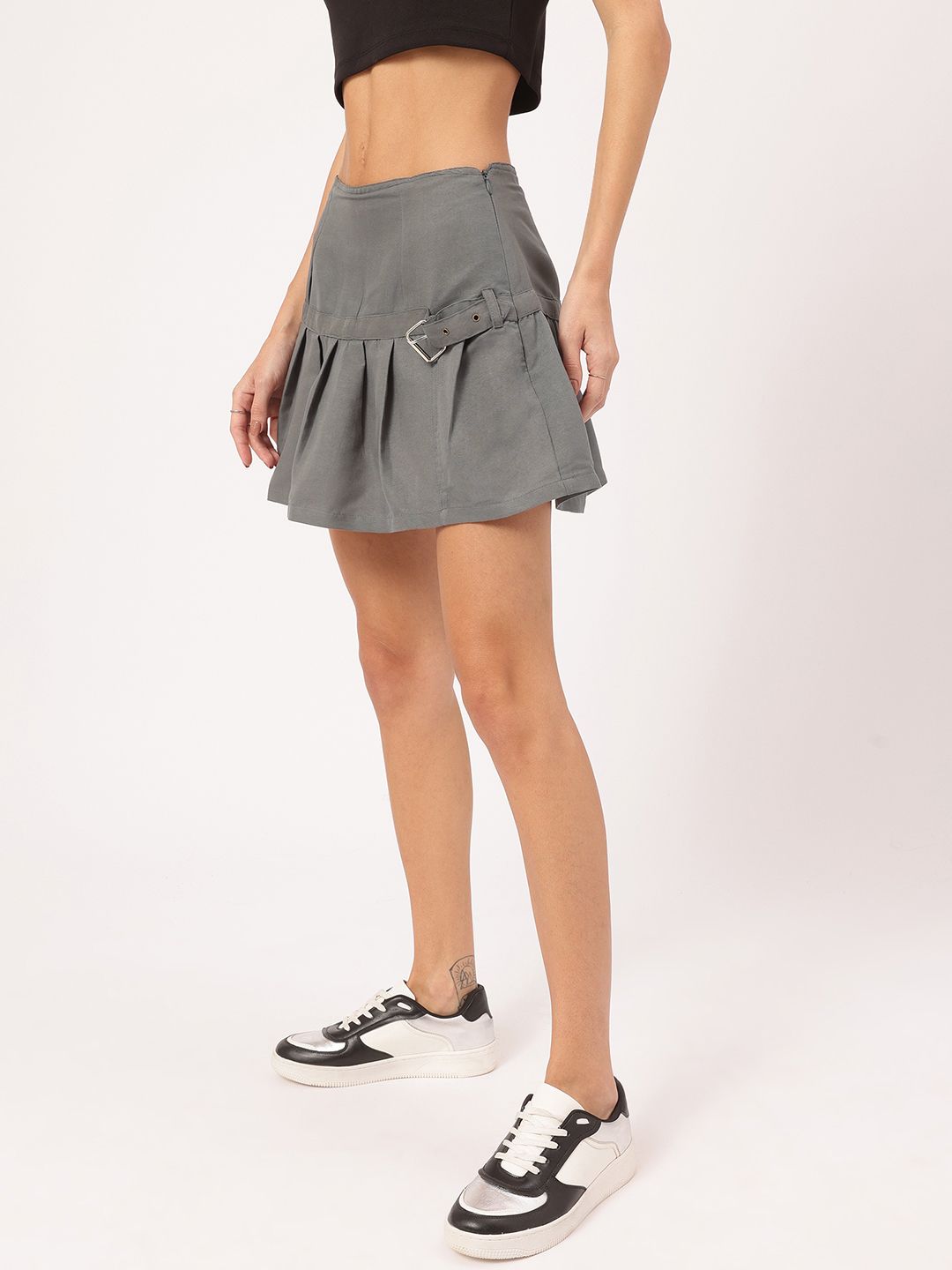 DressBerry 90s Babe Belted Box Pleats Mini Skirt