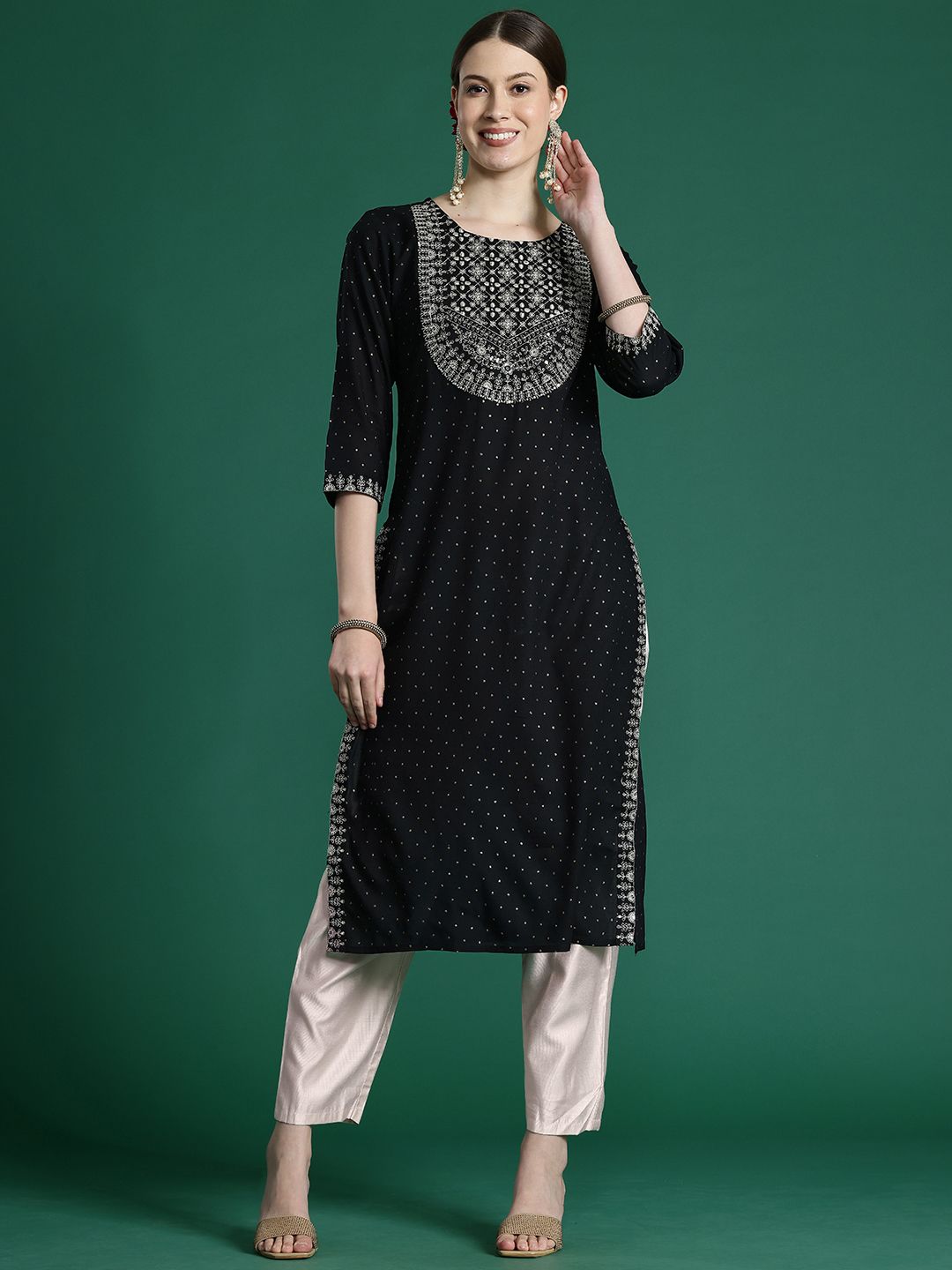 Indo Era Embroidered Sequinned Kurta