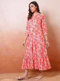 Vishudh Floral Print A-Line Midi Dress