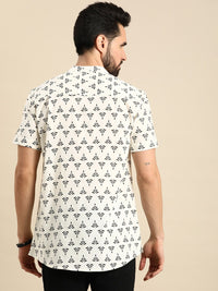 Anouk Men White & Black Ethnic Motifs Printed Short Kurta