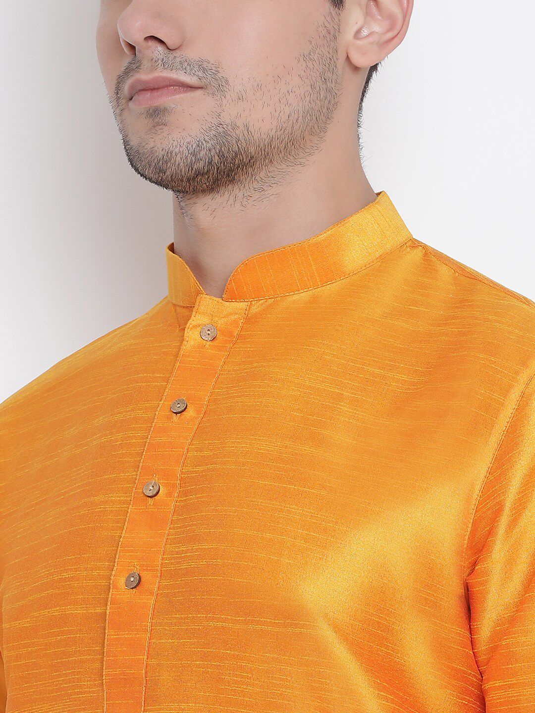 VASTRAMAY Men Orange Mandarin Collar Kurta