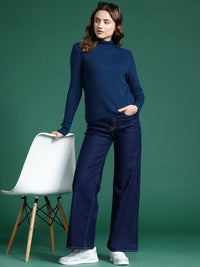 DressBerry Acrylic Ribbed High Neck Pullover