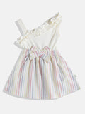 Moms Love Infant Girls Striped Pure Cotton Dress with Bow Detail