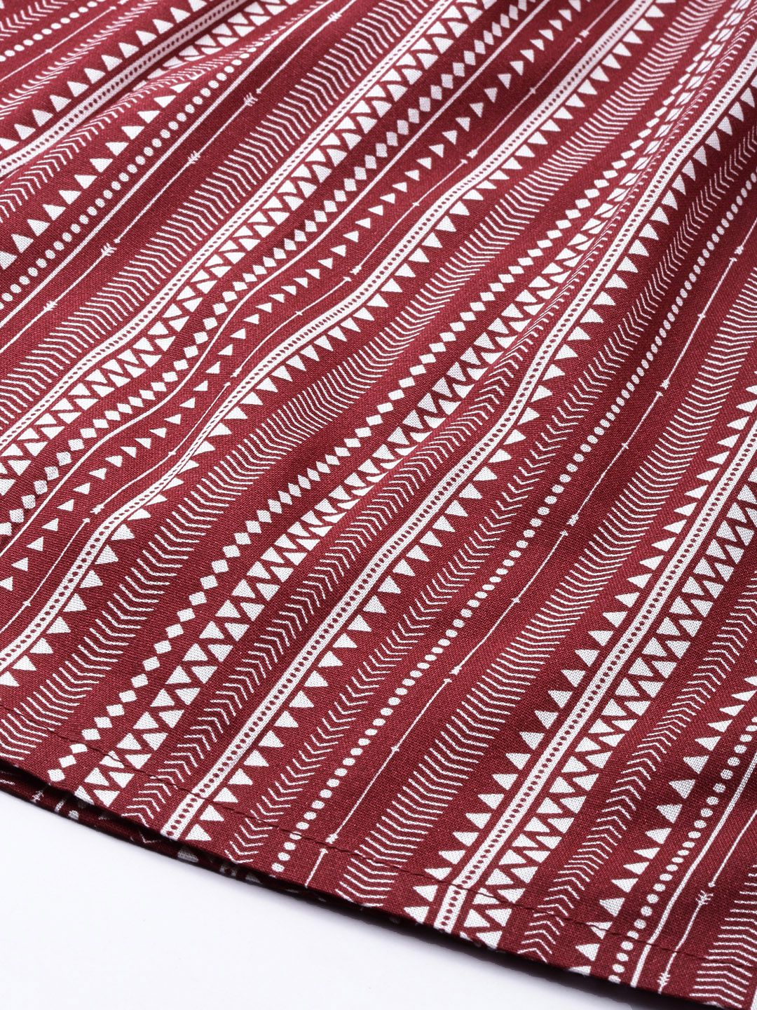 DressBerry Maroon & White Printed Flared Skirt
